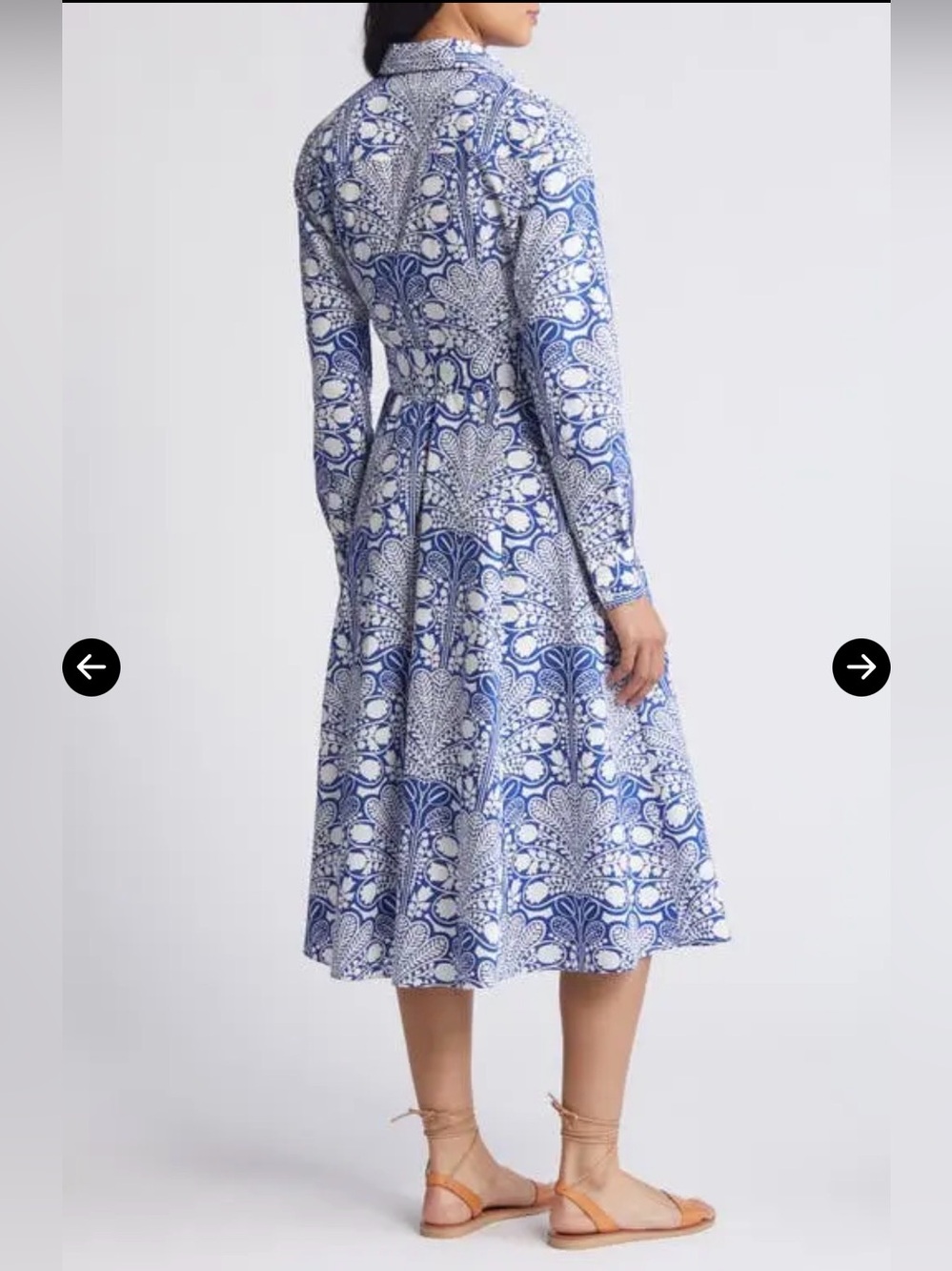 BODEN Blue Floral Long Sleeve Midi Belted Shirt Dress Size 14 - Picture 3 of 16